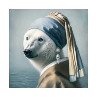 Wildlife Conservation - Pearl Earring Polar Bear Meme T-Shirt