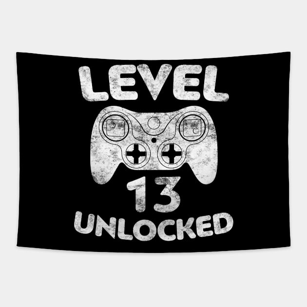 Level 13 Unlocked  13th Video Gamer Birthday Gift Tapestry by InterFish