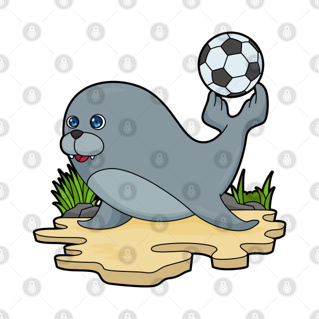 Seal as Soccer player with Soccer by Markus Schnabel