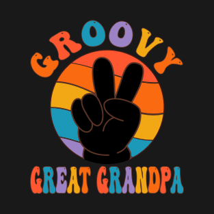 Vintage Groovy Great Grandpa Peace Sign Love Hippie T-Shirt