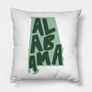 Alabama Doodle Letters Map Outline- green Pillow