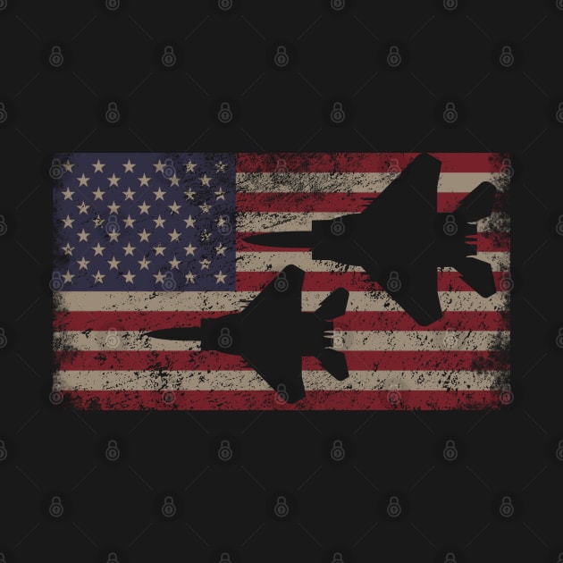 F-15 Eagle Jet Fighter Plane USA American Flag Gift by Battlefields