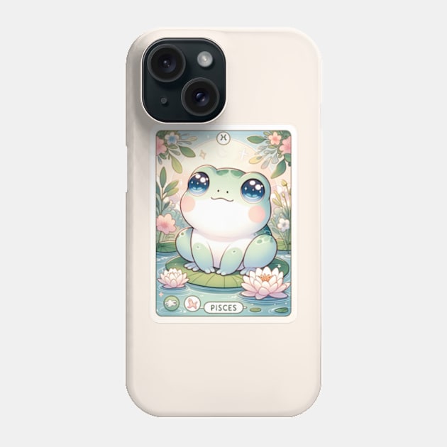 Pisces Zodiac Cottagecore Frog Tarot Card Birthday Phone Case by Lavender Celeste