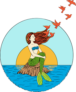 Mermaid and birds Magnet