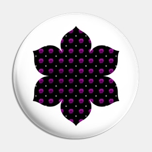 Rows of Stars and Flowers, Dark Purple Pin