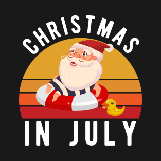 Christmas In July T-Shirt Funny Santa Summer Beach Vacation T-Shirt