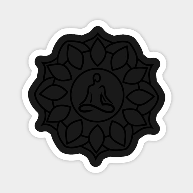 Yoga Mandala Black Magnet by Lemonflowerlove