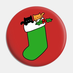 Black and Orange Stocking Kittens Pin