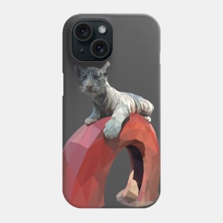 Low Poly White Tiger Cub Playing Phone Case