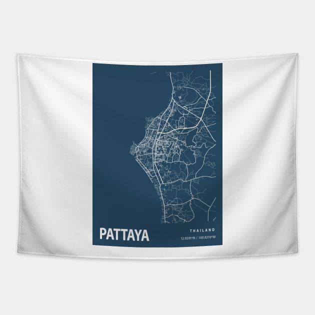 Pattaya Blueprint Street Map, Pattaya Colour Map Prints - Pattaya 