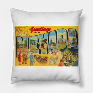 Greetings from Nevada - Vintage Large Letter Postcard Pillow