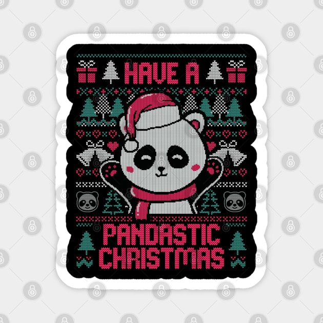 Pandastic Christmas - Funny Ugly Sweater Xmas Panda Gift Magnet by eduely