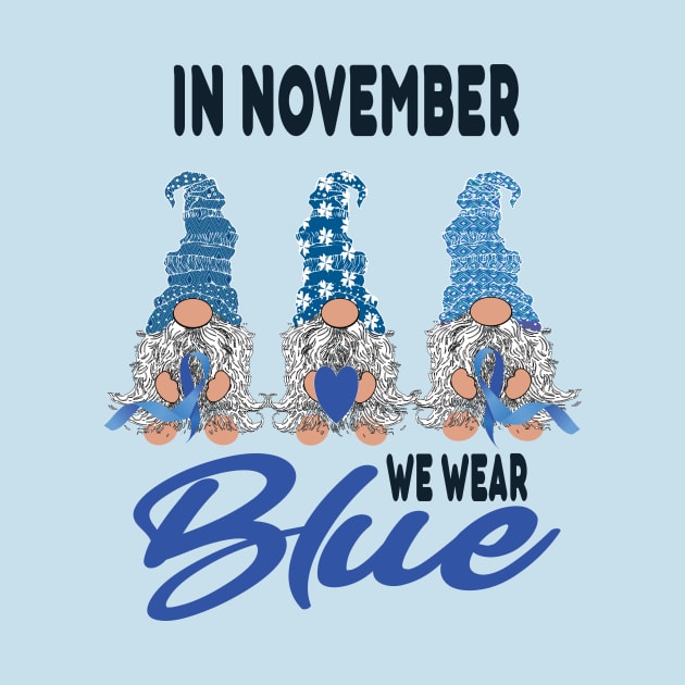 In november we wear blue gnomes diabetes awareness gift by DODG99