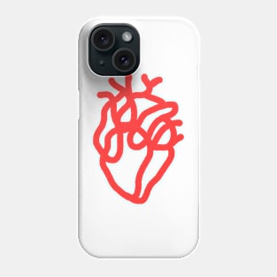 Red heart line art Phone Case