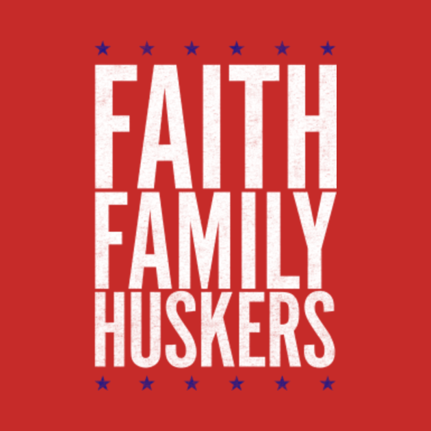 Disover FAITH FAMILY HUSKERS - Huskers Football - T-Shirt