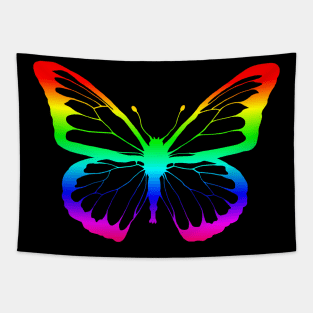 Rainbow Outline Butterfly Tapestry