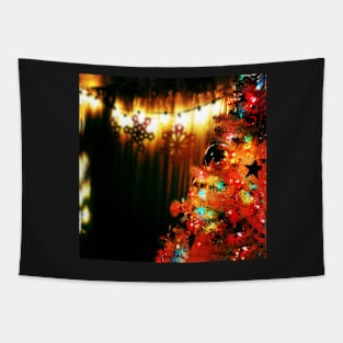 Colorfully Lit Christmas Tree Tapestry