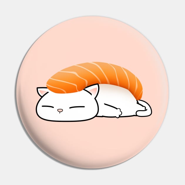 Chubby Cat Salmon Sushi Pin by Takeda_Art