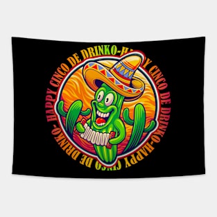 Happy Cinco de Drinko Cinco de Mayo Mexican Fiesta Mexican Cactus wearing sombrero Mexican Hat Tapestry