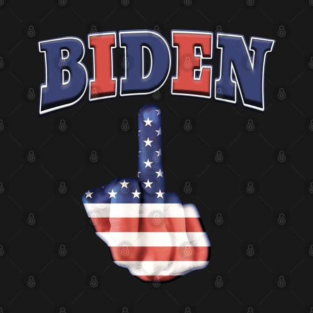 Anti Biden Middle Finger Patriotic Design by Roly Poly Roundabout