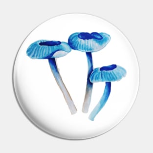 Watercolor Mushrooms in Blue Pin