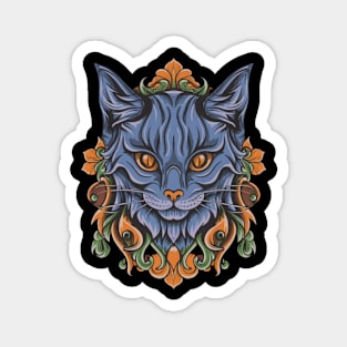 Enchanting Gothic Halloween Cat - Spooky Kitty Art Magnet