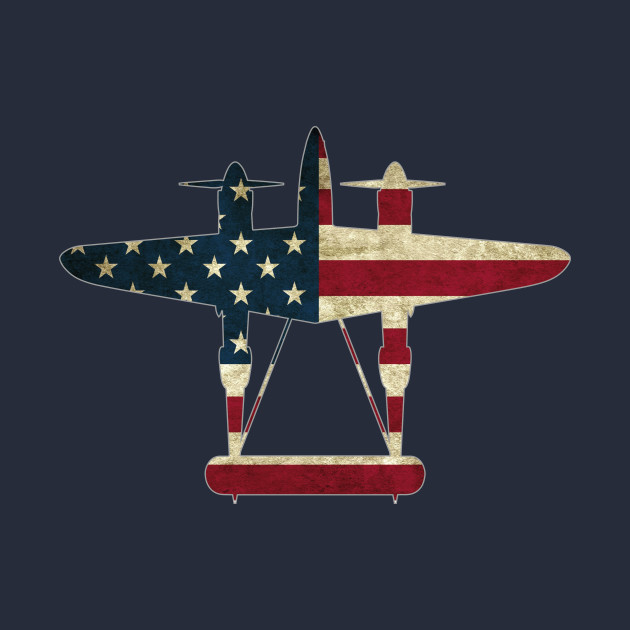 retro usa flag p 38 lightning aircraft plane ww2 fighter warbird