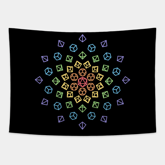 Exploding Rainbow Polyhedral Dice Tapestry by OfficialTeeDreams