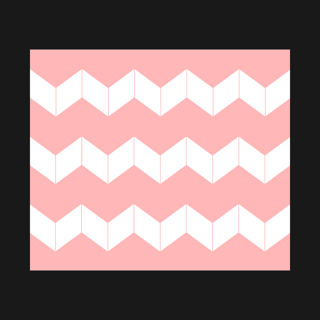 Abstract geometric pattern - zigzag - pink and white. by kerens