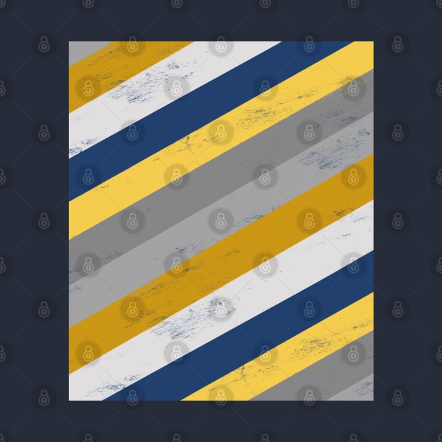 Navy, Mustard and Grey Stripes by OneThreeSix