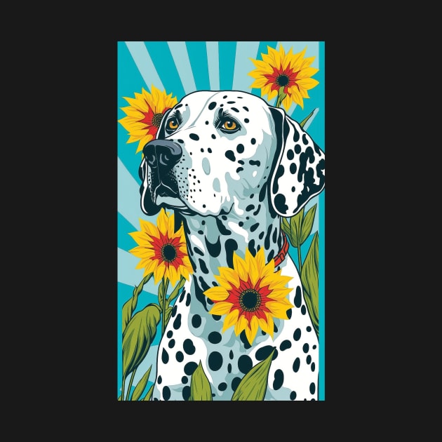 Dalmatian Dog Vibrant Tropical Flower Tall Retro Vintage Digital Pop Art Portrait by ArtHouseFlunky