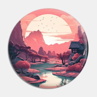 Distant Horizon Anime Style Landscap Pin