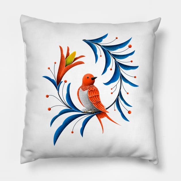 Blooming bird Pillow by NESVA