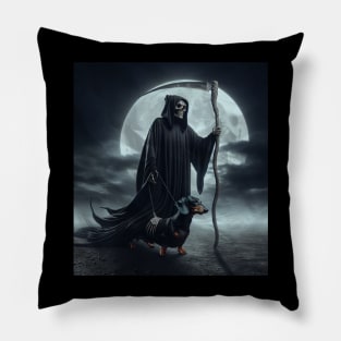 Death and a wiener by the moonlight Pillow