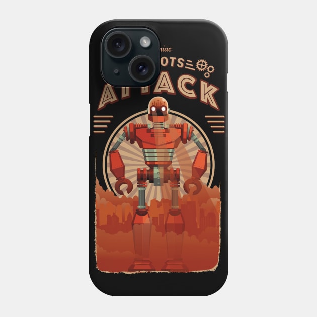 the attack of the maniac robots - vintage robot Phone Case by MissCactusArt