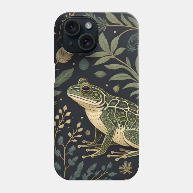 Forest Frog William Morris Textile Art Phone Case by VivaLaRetro