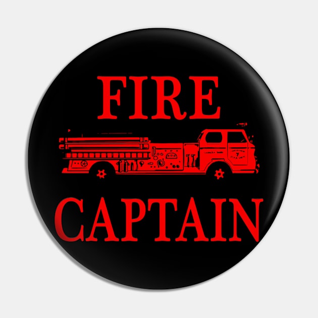 Fire Captain Firefighter Shirt Red Truck Fireman Pin by PayneShop