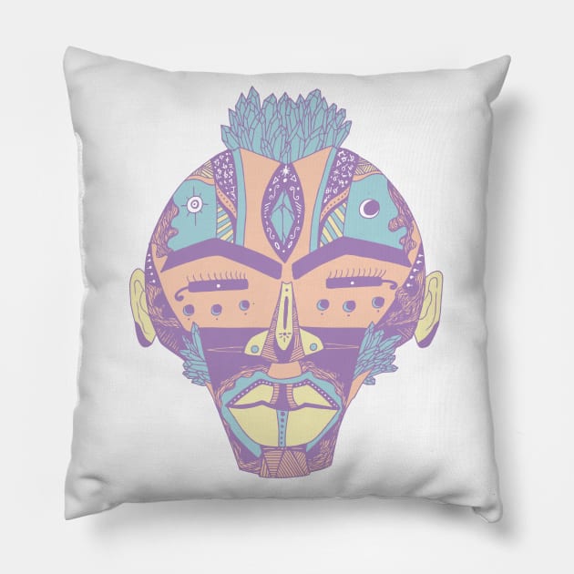 Retro Blend African Mask 4 Pillow by kenallouis