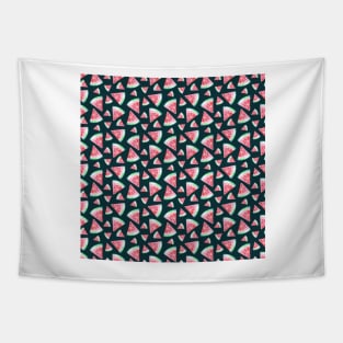 Watermelon Slices Pattern - Coral and Dark Green Tapestry