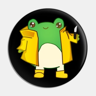 Kawaii Fog holding a Knife, Funny Frog Lover Pin