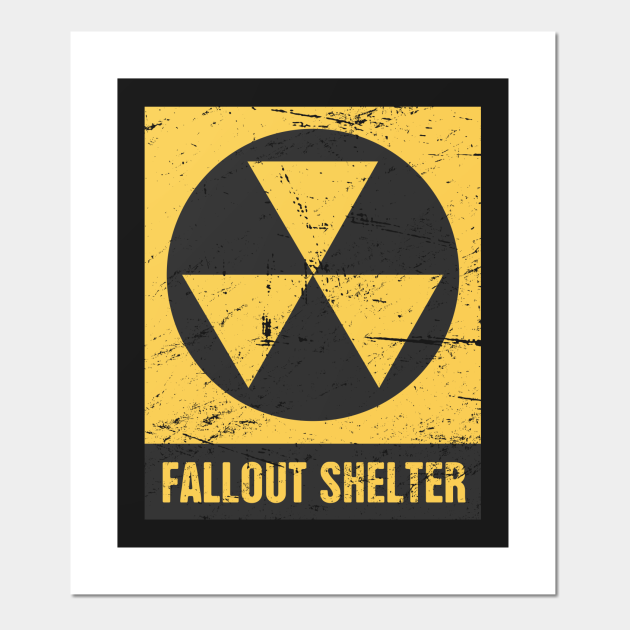 metal fallout shelter sign yellow