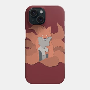 9 Tails Kitsune (Papercut Illustration) Phone Case