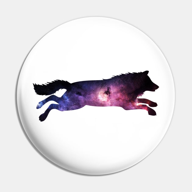 Wolf Jump Into Galaxy Pin by giantplayful