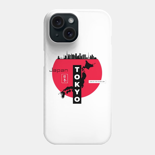 Tokyo Japan land of the rising sun Phone Case by Tip Top Tee's