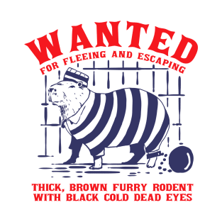 Funny Capybara wanted with prisoner outfit T-Shirt