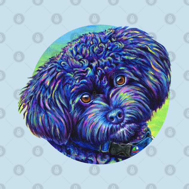 Opalescent Black Poodle Colorful Dog by rebeccawangart