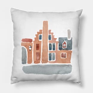 Orange Old House Pillow