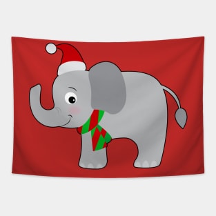Cute Christmas Elephant Tapestry
