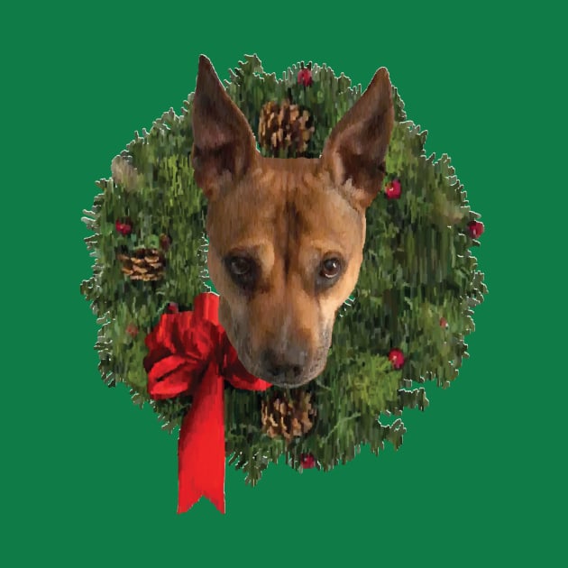 Pitbull Holiday Wreath by calliew1217