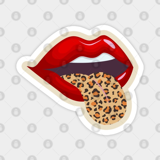 Red Lips Leopard Tongue Magnet by Bernards